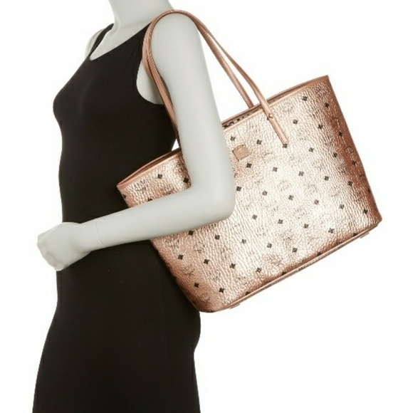 MCM Handbags - MCM Champagne Gold Reversable Tote W/ Wallet Pouch